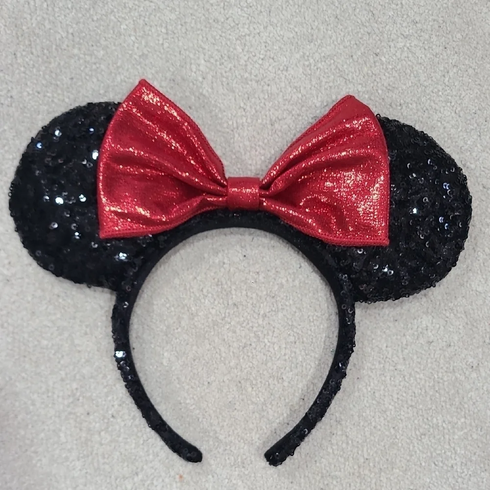 Sequin Black and Red Bow Kids Headband